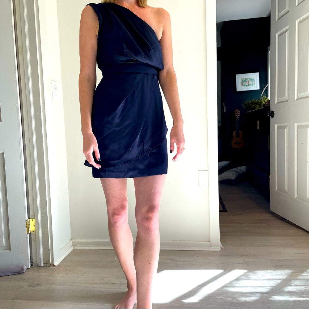 BCBG One Shoulder Dress in Navy